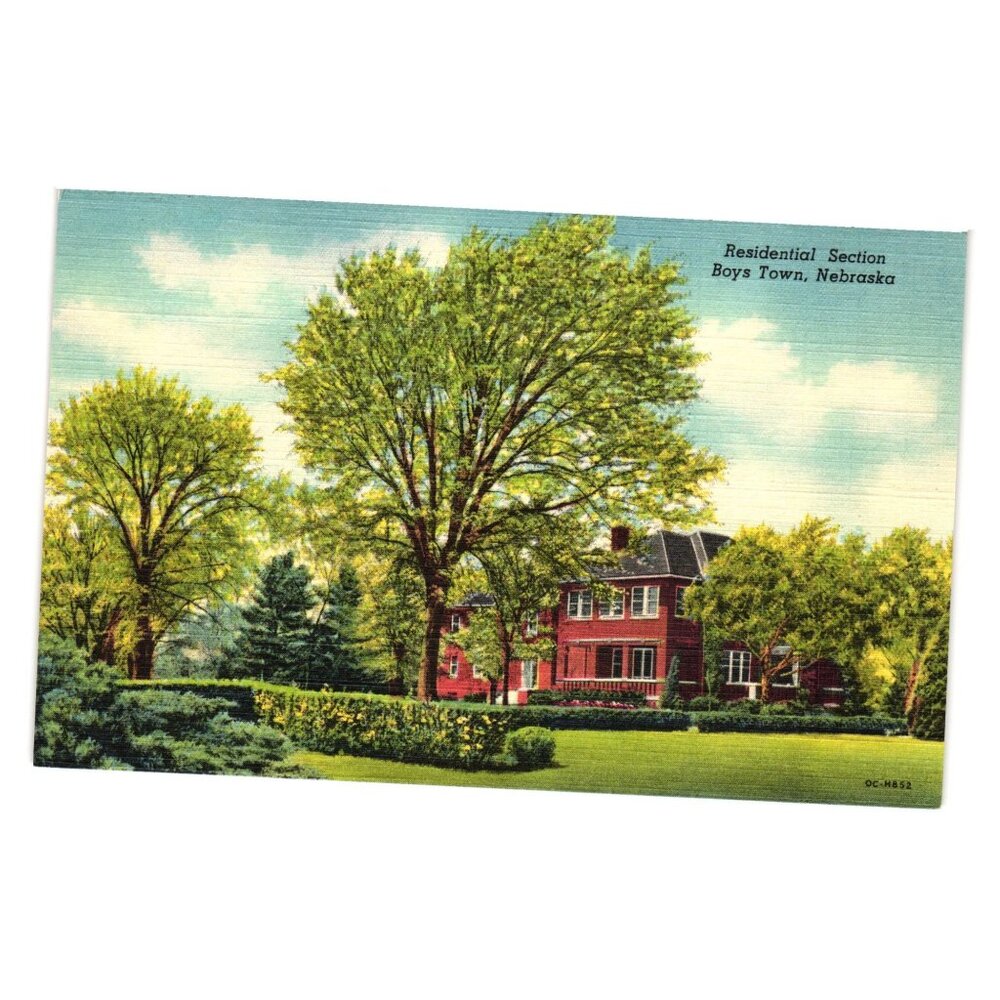 Vintage Postcard Featuring Residential Section Boys Town Nebraska Art Linen Card
